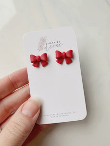 Mini Bow Stud in Red