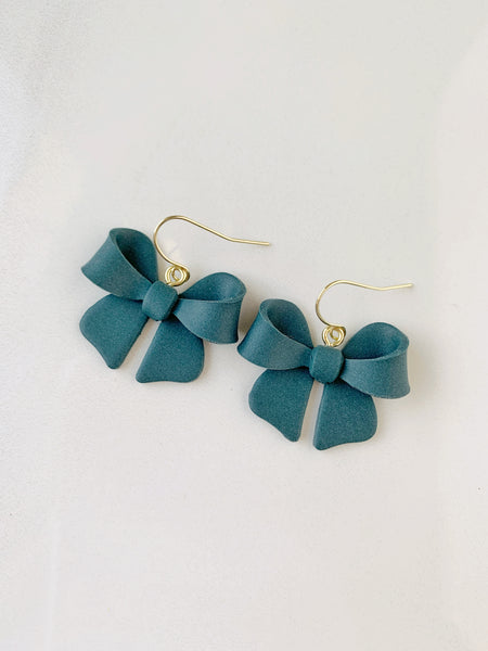 Florence Bow Earring in Dark Teal
