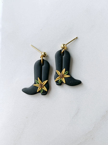 Cowboy Boot Earring in Black