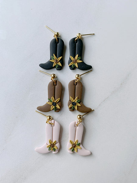 Cowboy Boot Earring in Black