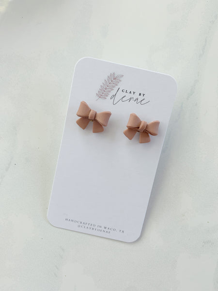 Mini Bow Stud in Dusty Rose
