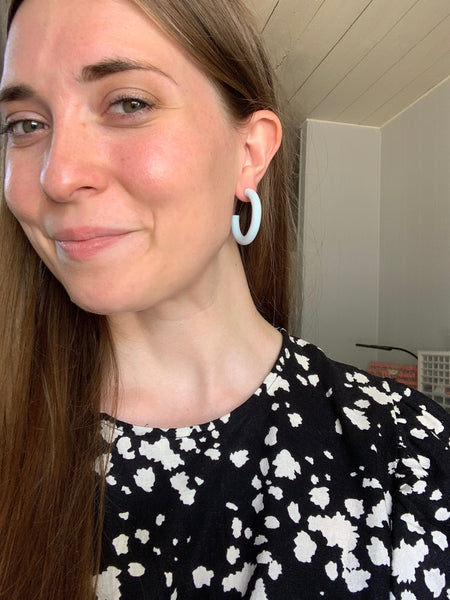 Medium Hoop Earring in Pale Blue