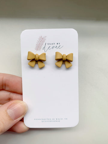 Mini Bow Stud in Mustard