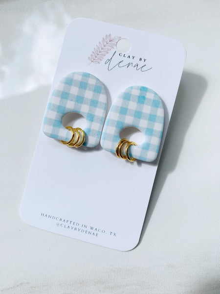 Brinley Earring in Blue Gingham