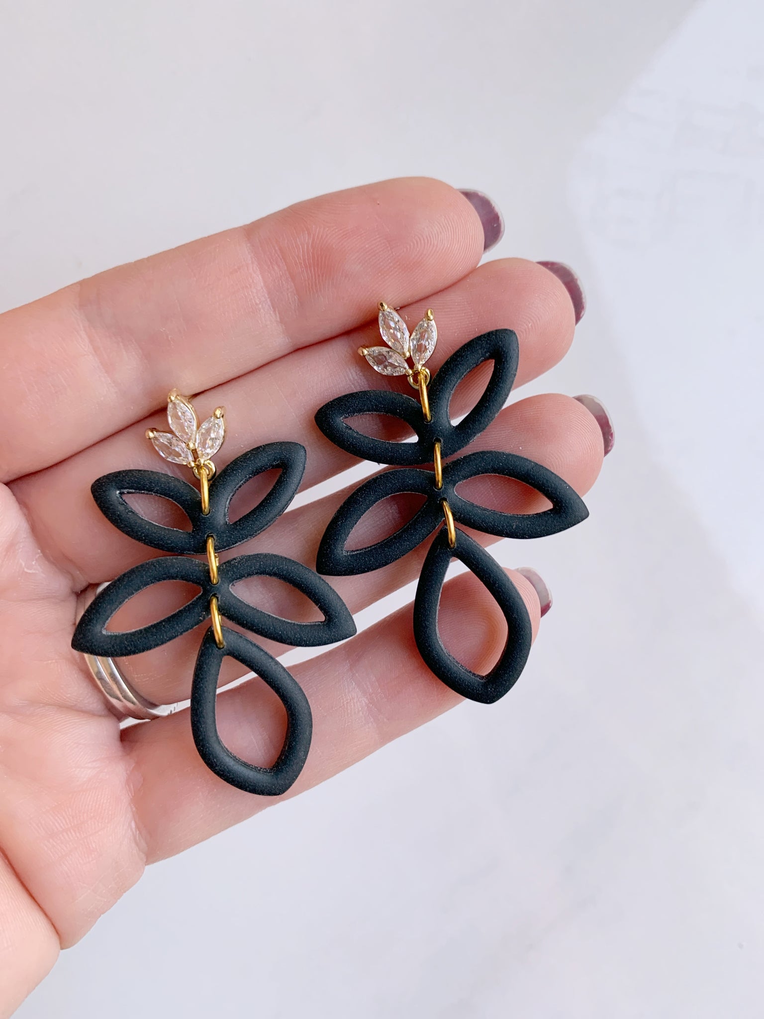 Emery Earring in Black/Gold