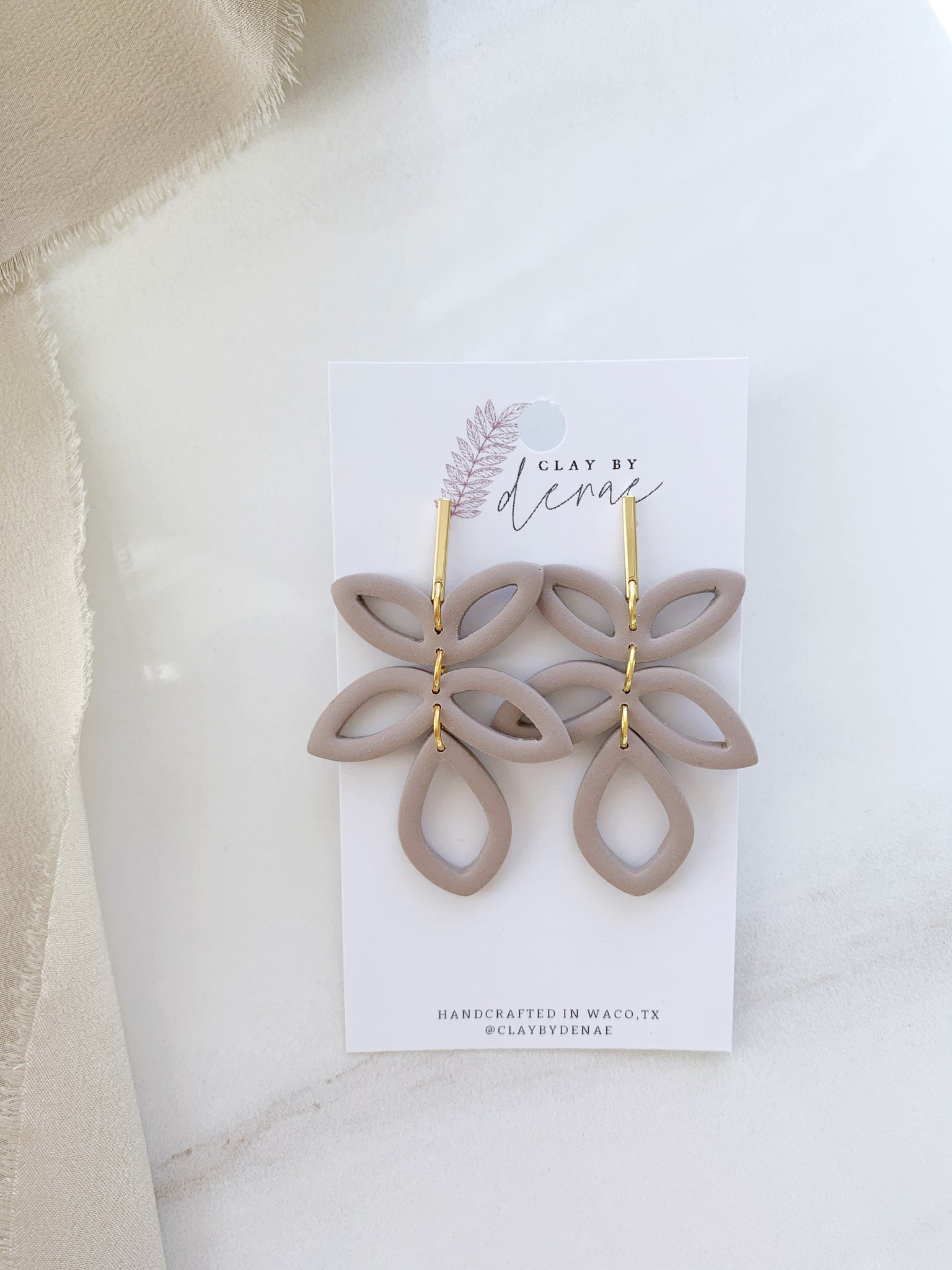 Emery Earring in Taupe/Gold Bar