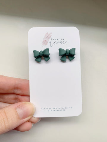 Mini Bow Stud in Green