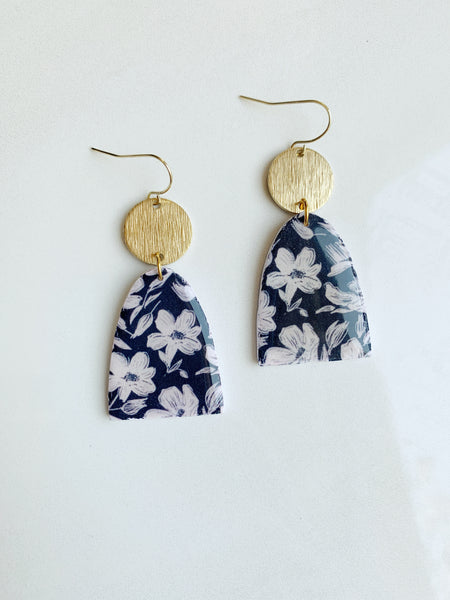 Madeline Earring in Black Floral