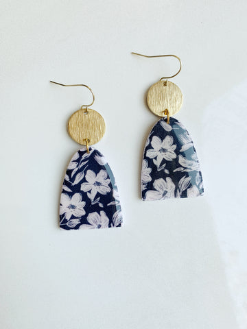Madeline Earring in Black Floral