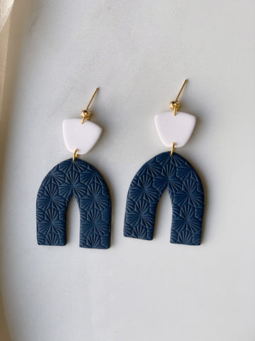 Alora Texture Earring in Navy