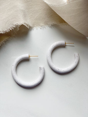 Large Hoop Earring in White Granite