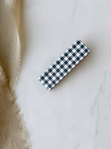 Gingham Hair Clip in Navy