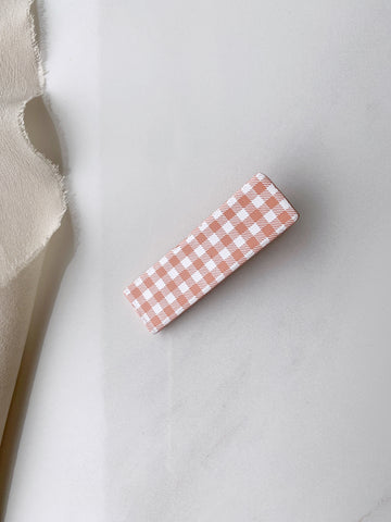 Gingham Hair Clip in Coral
