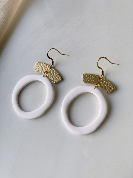 Golden Eden Hook Earring in White